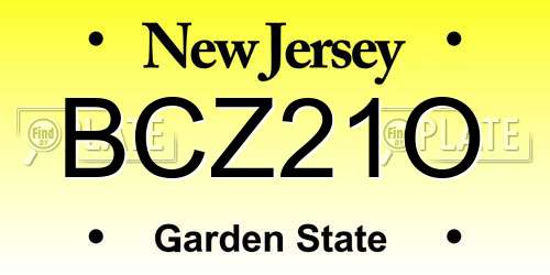BCZ21O New Jersey License Plate