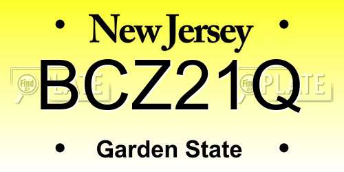 BCZ21Q New Jersey License Plate