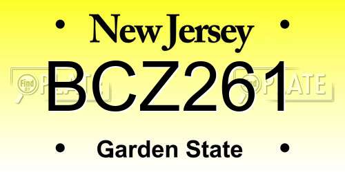 BCZ261 New Jersey License Plate