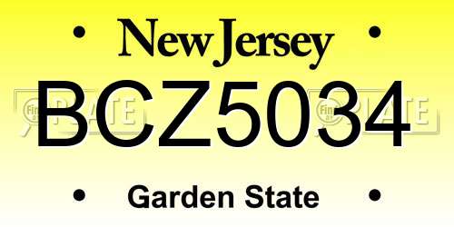 BCZ5034 New Jersey License Plate