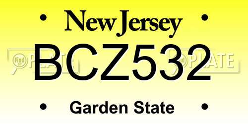 BCZ532 New Jersey License Plate
