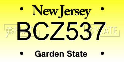 BCZ537 New Jersey License Plate