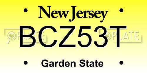 BCZ53T New Jersey License Plate