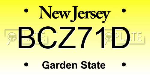 BCZ71D New Jersey License Plate