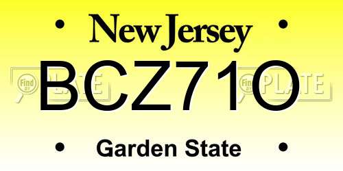 BCZ71O New Jersey License Plate