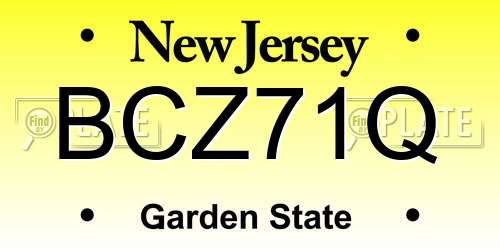 BCZ71Q New Jersey License Plate