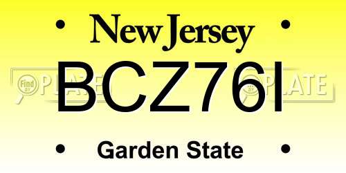 BCZ76I New Jersey License Plate