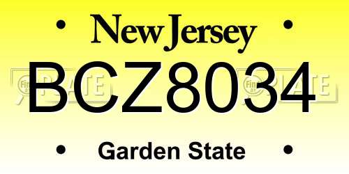 BCZ8034 New Jersey License Plate
