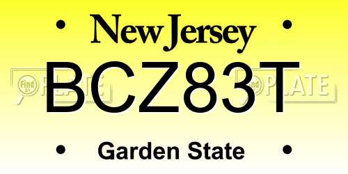 BCZ83T New Jersey License Plate