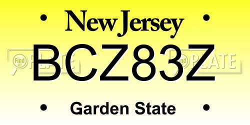 BCZ83Z New Jersey License Plate