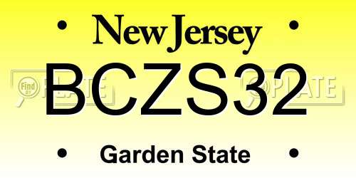 BCZS32 New Jersey License Plate