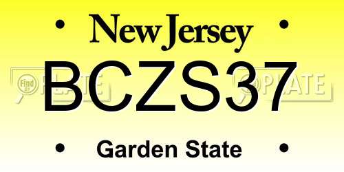 BCZS37 New Jersey License Plate