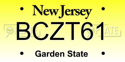 BCZT61 New Jersey License Plate