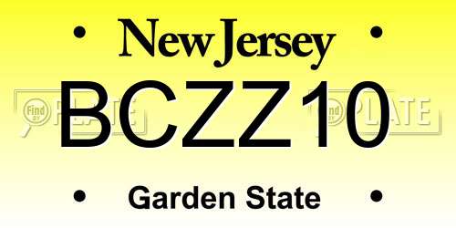 BCZZ10 New Jersey License Plate
