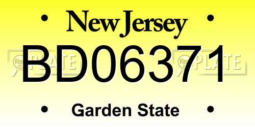 BD06371 New Jersey License Plate