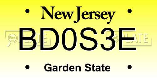 BD0S3E New Jersey License Plate