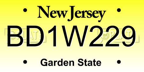 BD1W229 New Jersey License Plate