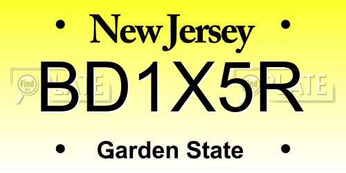 BD1X5R New Jersey License Plate