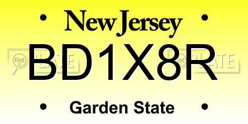 BD1X8R New Jersey License Plate