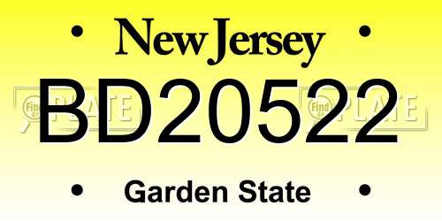BD20522 New Jersey License Plate