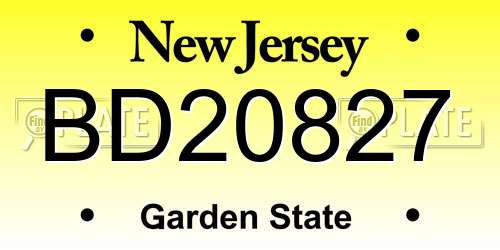 BD20827 New Jersey License Plate