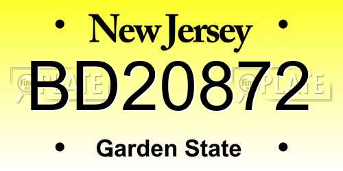 BD20872 New Jersey License Plate
