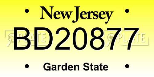 BD20877 New Jersey License Plate