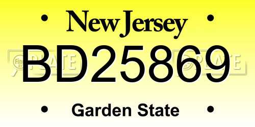 BD25869 New Jersey License Plate