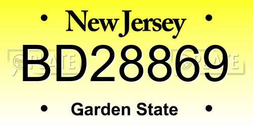 BD28869 New Jersey License Plate