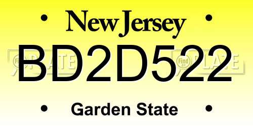 BD2D522 New Jersey License Plate