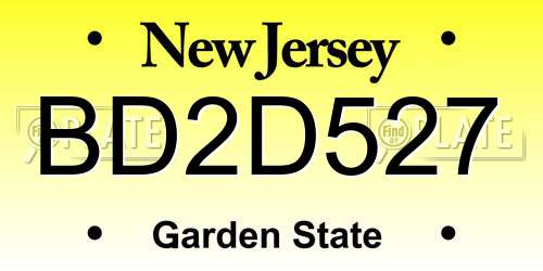 BD2D527 New Jersey License Plate