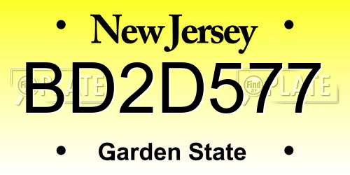 BD2D577 New Jersey License Plate