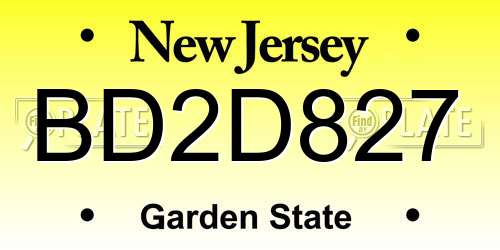 BD2D827 New Jersey License Plate