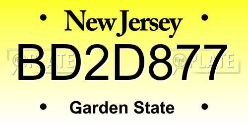 BD2D877 New Jersey License Plate