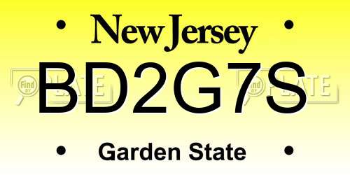 BD2G7S New Jersey License Plate