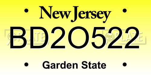 BD2O522 New Jersey License Plate