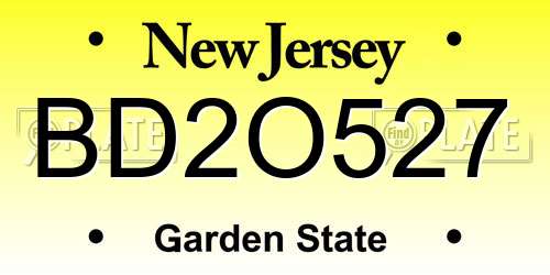 BD2O527 New Jersey License Plate