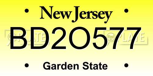 BD2O577 New Jersey License Plate