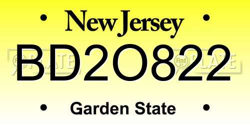 BD2O822 New Jersey License Plate