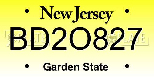 BD2O827 New Jersey License Plate