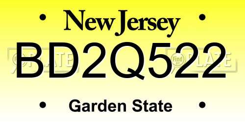 BD2Q522 New Jersey License Plate