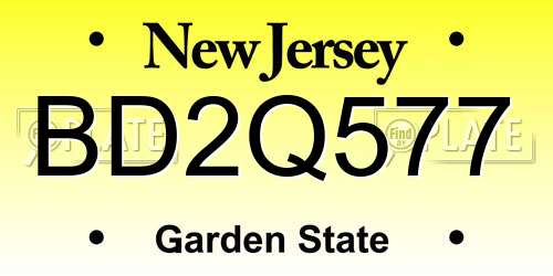 BD2Q577 New Jersey License Plate