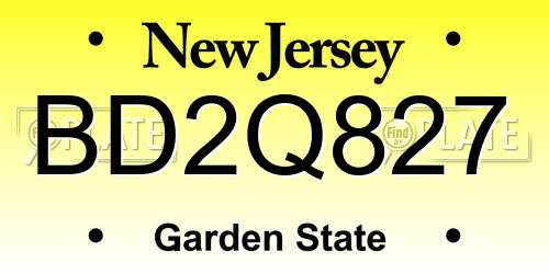 BD2Q827 New Jersey License Plate