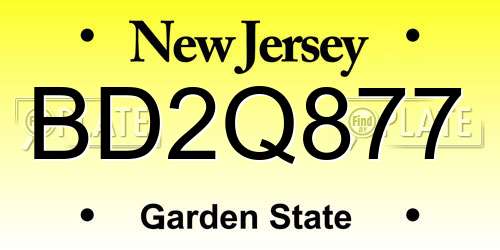 BD2Q877 New Jersey License Plate