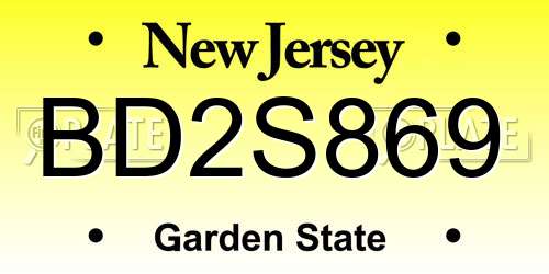 BD2S869 New Jersey License Plate