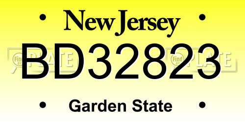 BD32823 New Jersey License Plate