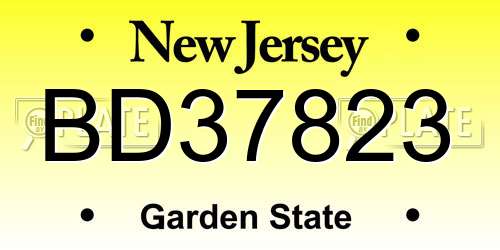 BD37823 New Jersey License Plate