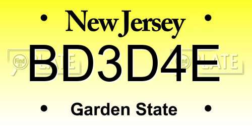 BD3D4E New Jersey License Plate