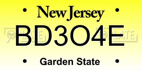 BD3O4E New Jersey License Plate