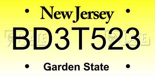 BD3T523 New Jersey License Plate